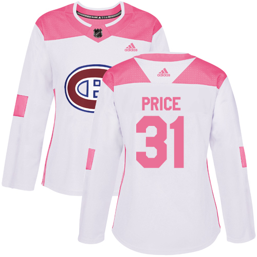 Adidas Montreal Canadiens #31 Carey Price White/Pink Authentic Fashion Women's Stitched Jersey Womens