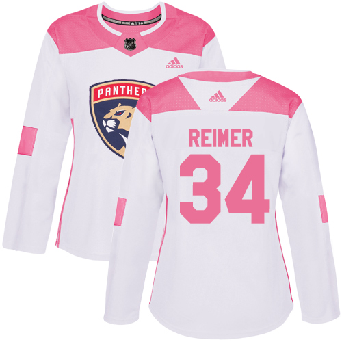 Adidas Florida Panthers #34 James Reimer White/Pink Authentic Fashion Women's Stitched Jersey Womens