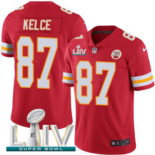 Chiefs #87 Travis Kelce Red Super Bowl LIV 2020 Team Color Men's Stitched Vapor Untouchable Limited Jersey