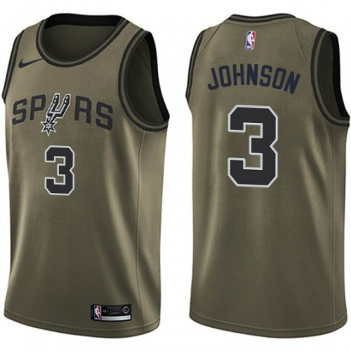 San Antonio Spurs #3 Keldon Johnson Green Swingman Salute to Service Jersey Mens