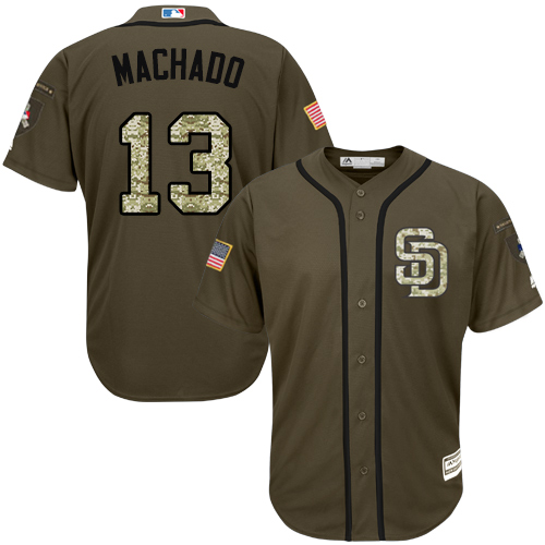 San Diego Padres #13 Manny Machado Green Salute to Service Stitched Jersey Men's