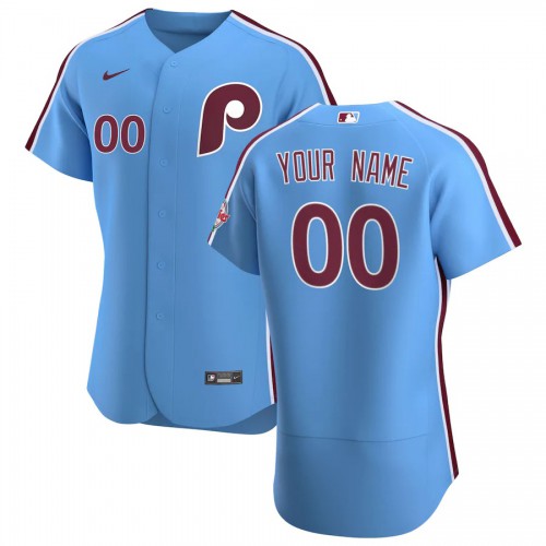 Philadelphia Phillies Custom Men's Light Blue Alternate 2020 Authentic Player Jersey