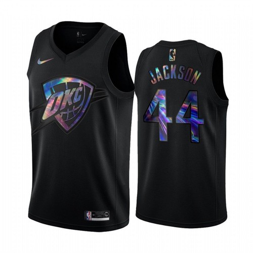 Oklahoma City Thunder #44 Justin Jackson Mens Iridescent Holographic Collection Jersey - Black Mens