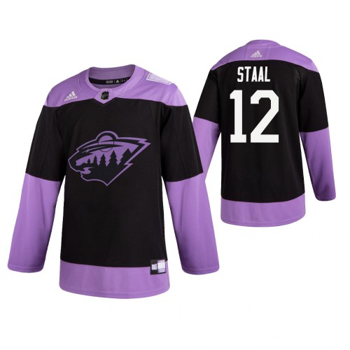 Adidas Minnesota Wild #12 Eric Staal Men's Black Hockey Fights Cancer Practice Jersey Men's