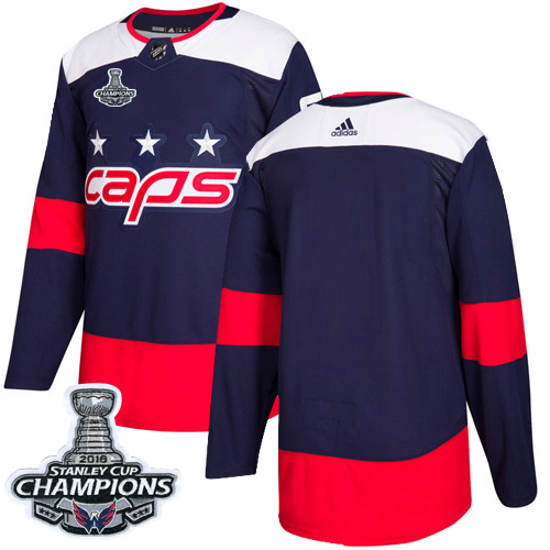 Adidas Capitals Blank Navy Authentic 2018 Stadium Series Stanley Cup Final Champions Stitched Jersey