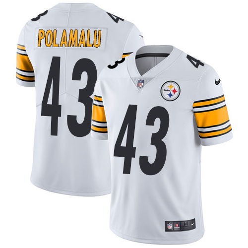 Steelers #43 Troy Polamalu White Men's Stitched Vapor Untouchable Limited Jersey