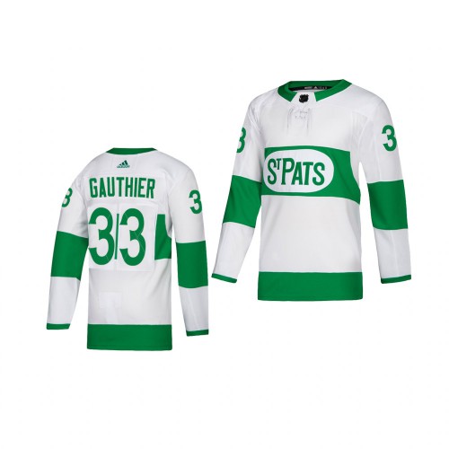 Adidas Maple Toronto Maple Leafs #33 Frederik Gauthier White 2019 St. Patrick's Day Authentic Player Stitched Youth Jersey Youth