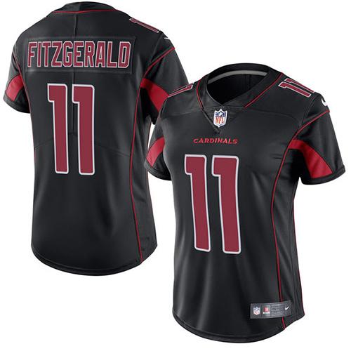 Cardinals #11 Larry Fitzgerald Black Women's Stitched Limited Rush Jersey