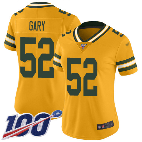 Green Bay Packers #52 Rashan Gary Gold Women's Stitched Limited Inverted Legend 100th Season Jersey Womens