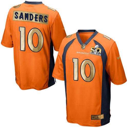 Denver Broncos #10 Emmanuel Sanders Orange Team Color Men's Stitched Game Super Bowl 50 Collection Jersey Men's