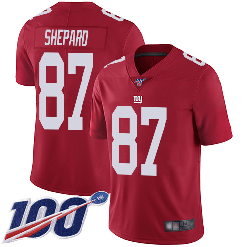 New York Giants #87 Sterling Shepard Red Alternate Men's Stitched 100th Season Vapor Limited Jersey Men's