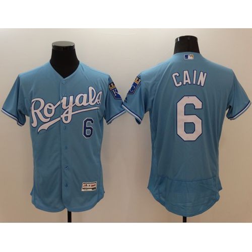 Kansas City Royals #6 Lorenzo Cain Light Blue Flexbase Authentic Collection Stitched Jersey Men's