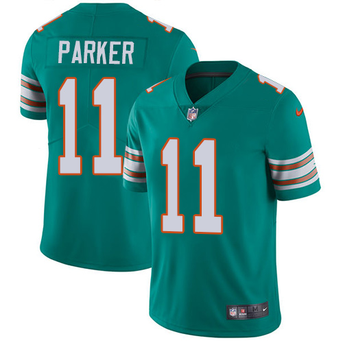Miami Dolphins #11 DeVante Parker Aqua Green Alternate Men's Stitched Vapor Untouchable Limited Jersey Men's