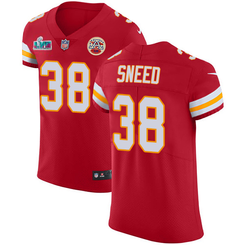 Chiefs #38 L'Jarius Sneed Red Team Color Super Bowl LVII Patch Men's Stitched Vapor Untouchable Elite Jersey