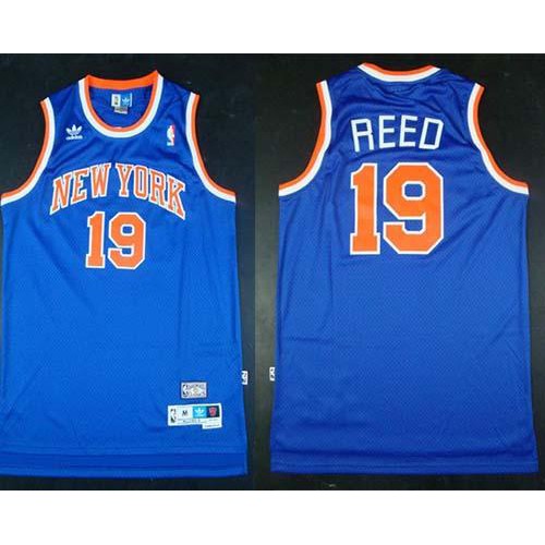 New York Knicks #19 Willis Reed Blue Throwback Stitched Jersey Mens