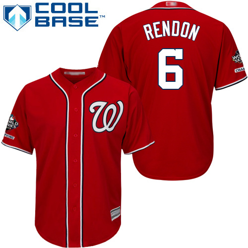 Washington Nationals #6 Anthony Rendon Red New Cool Base 2019 World Series Champions Stitched Jersey Men's