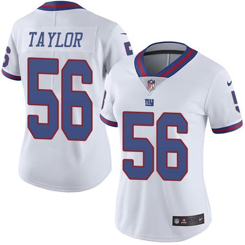 Giants #56 Lawrence Taylor White Women's Stitched Limited Rush Jersey