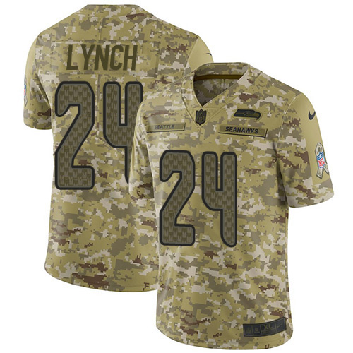 Seattle Seahawks #24 Marshawn Lynch Camo Youth Stitched Limited 2018 Salute to Service Jersey Youth