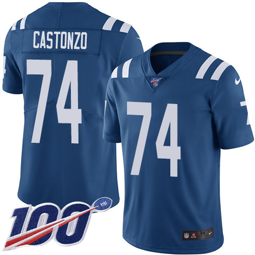 Indianapolis Colts #74 Anthony Castonzo Royal Blue Team Color Men's Stitched 100th Season Vapor Untouchable Limited Jersey Men's