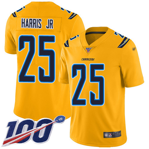Los Angeles Chargers #25 Chris Harris Jr Gold Men's Stitched Limited Inverted Legend 100th Season Jersey Men's