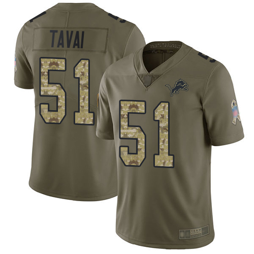 Detroit Lions #51 Jahlani Tavai Olive/Camo Men's Stitched Limited 2017 Salute To Service Jersey Men's