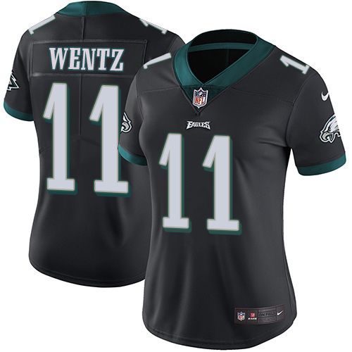 Philadelphia Eagles #11 Carson Wentz Black Alternate Women's Stitched Vapor Untouchable Limited Jersey Womens