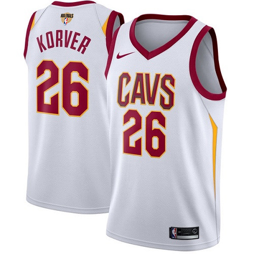 Cleveland Cavaliers #26 Kyle Korver White The Finals Patch Swingman Association Edition Jersey Mens