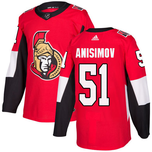 Adidas Ottawa Senators #51 Artem Anisimov Red Home Authentic Stitched Youth Jersey Youth