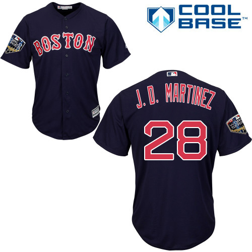 Boston Red Sox #28 J. D. Martinez Navy Blue Cool Base 2018 World Series Stitched Youth Jersey Youth