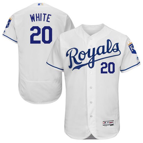 Kansas City Royals #20 Frank White White Flexbase Authentic Collection Stitched Jersey Men's