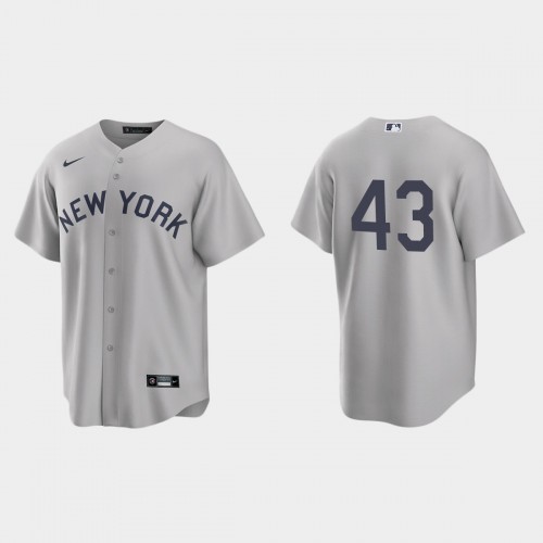 New York New York Yankees #43 Jonathan Loaisiga Men's Gray 2021 Field of Dreams Game Jersey Men's