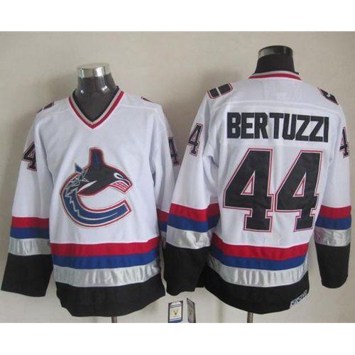 Vancouver Canucks #44 Todd Bertuzzi White/Black CCM Throwback Stitched Jersey Men's