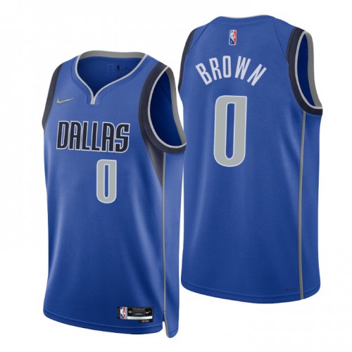 Dallas Mavericks #0 Sterling Brown Blue Mens 2021-22 75th Anniversary Diamond Swingman Jersey - Icon Edition Mens