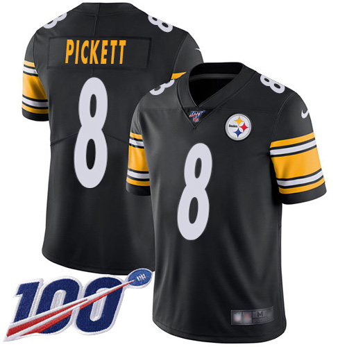 Steelers #8 Kenny Pickett Black Team Color Youth Stitched 100th Season Vapor Limited Jersey
