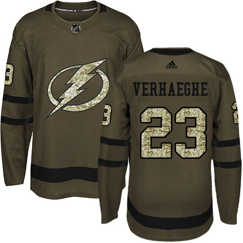 Adidas Tampa Bay Lightning #23 Carter Verhaeghe Green Salute to Service Youth Stitched Jersey Youth