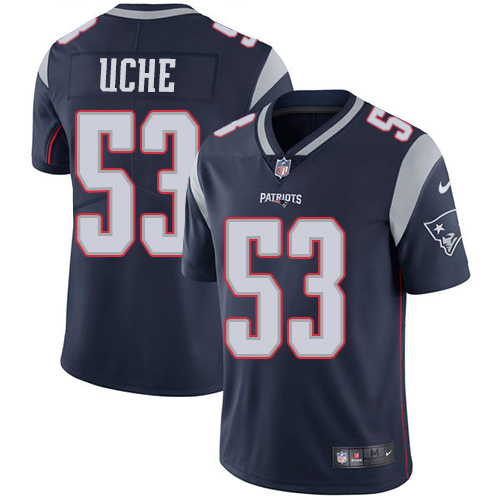 New England Patriots #53 Josh Uche Navy Blue Team Color Men's Stitched Vapor Untouchable Limited Jersey Men's