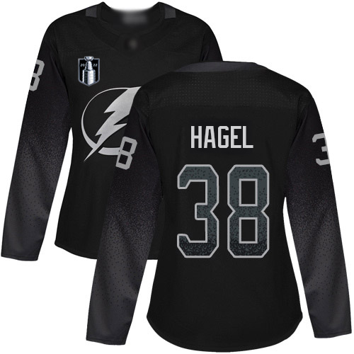 Adidas Tampa Bay Lightning #38 Brandon Hagel Black Women's 2022 Stanley Cup Final Patch Alternate Authentic Stitched Jersey Womens