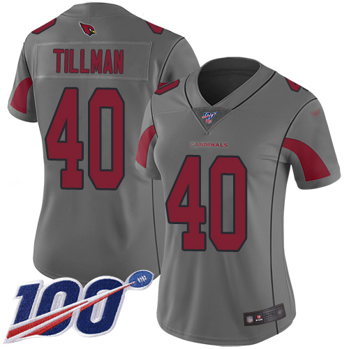 Cardinals #40 Pat Tillman Silver Women's Stitched Limited Inverted Legend 100th Season Jersey