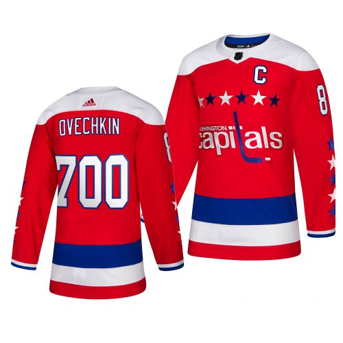 Washington Washington Capitals #8 Alexander Ovechkin Men's Adidas 700 Goals Alternate Authentic Player Jersey Red Men's