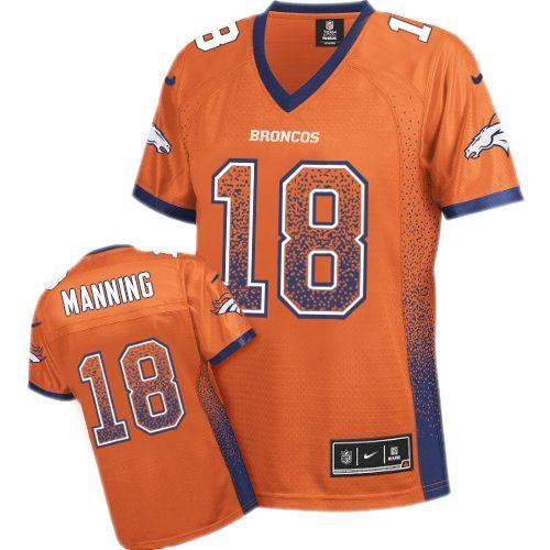Broncos #18 Peyton Manning Orange Team Color Women's Stitched Elite Drift Fashion Jersey