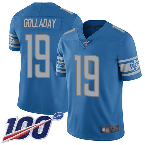 Detroit Lions #19 Kenny Golladay Blue Team Color Men's Stitched 100th Season Vapor Limited Jersey Men's
