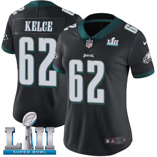 Eagles #62 Jason Kelce Black Alternate Super Bowl LII Women's Stitched Vapor Untouchable Limited Jersey