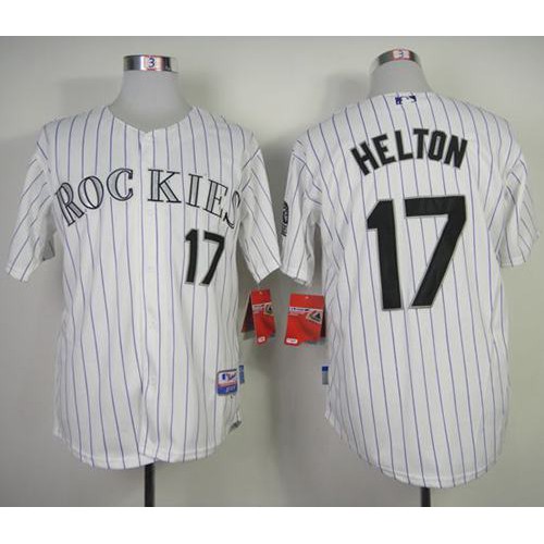 Colorado Rockies #17 Todd Helton White Strip Cool Base Stitched Jersey Men's