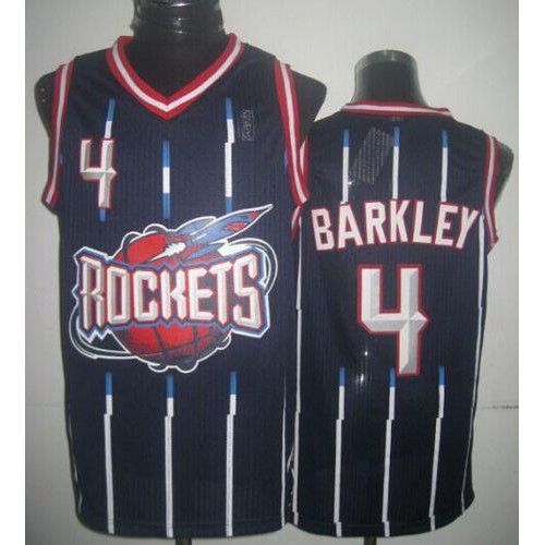Houston Rockets #4 Charles Barkley Navy Hardwood Classic Fashion Stitched Jersey Mens