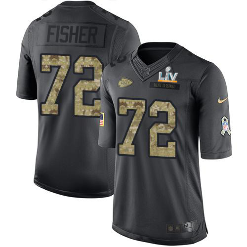 Kansas City Chiefs #72 Eric Fisher Black Men's Super Bowl LV Bound Stitched Limited 2016 Salute to Service Jersey Men's
