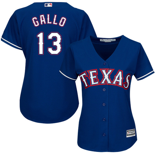 Texas Rangers #13 Joey Gallo Blue Alternate Women's Stitched Jersey Womens