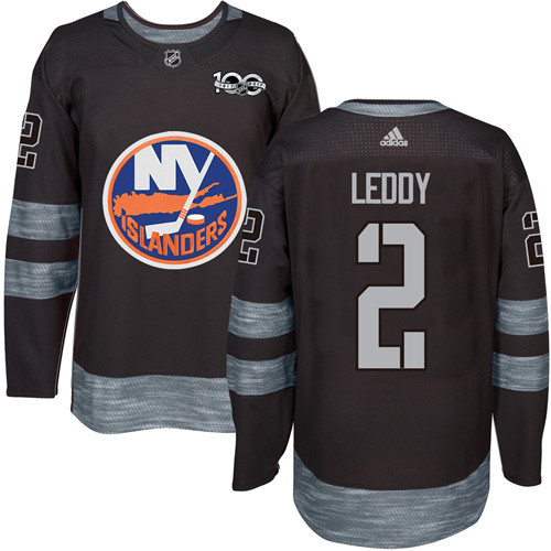 Adidas New York Islanders #2 Nick Leddy Black 1917-2017 100th Anniversary Stitched Jersey Men's