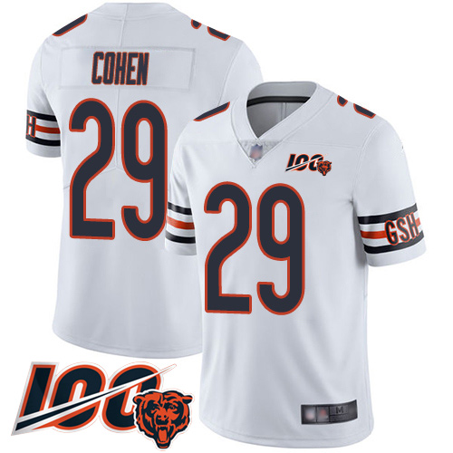 Bears #29 Tarik Cohen White Men's Stitched 100th Season Vapor Limited Jersey