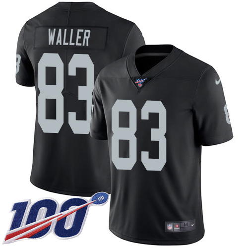 Raiders #83 Darren Waller Black Team Color Men's Stitched 100th Season Vapor Limited Jersey