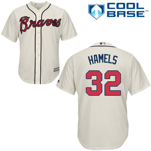 Atlanta Braves #32 Cole Hamels Cream New Cool Base Stitched Jersey Men's